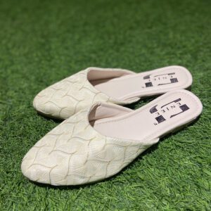 Ivory canvas Printed Mules